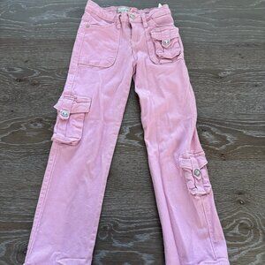 Girls Celebrity Ace pink straight leg cargo denim jeans size 10